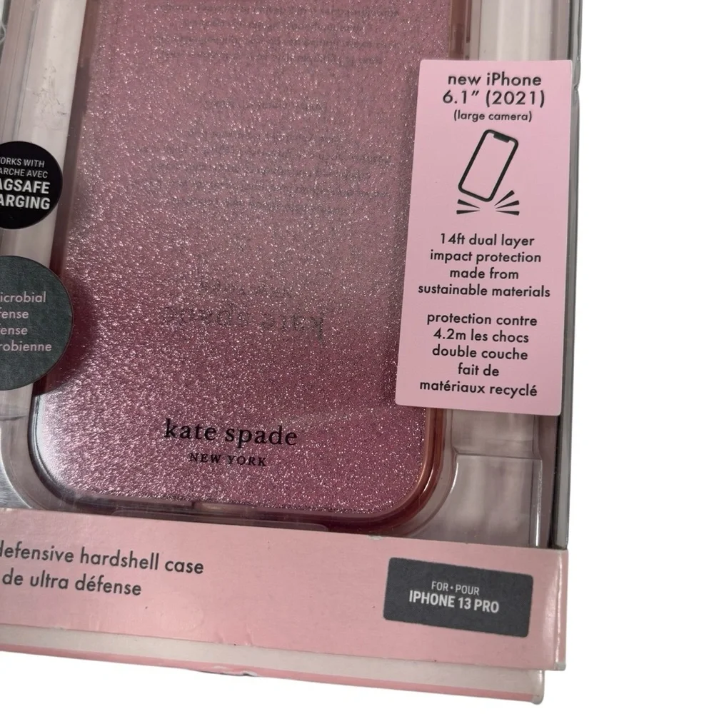 Kate Spade Apple IPhone 6’1” 2021 Large Hardshell Phone Case New Glitter Pink